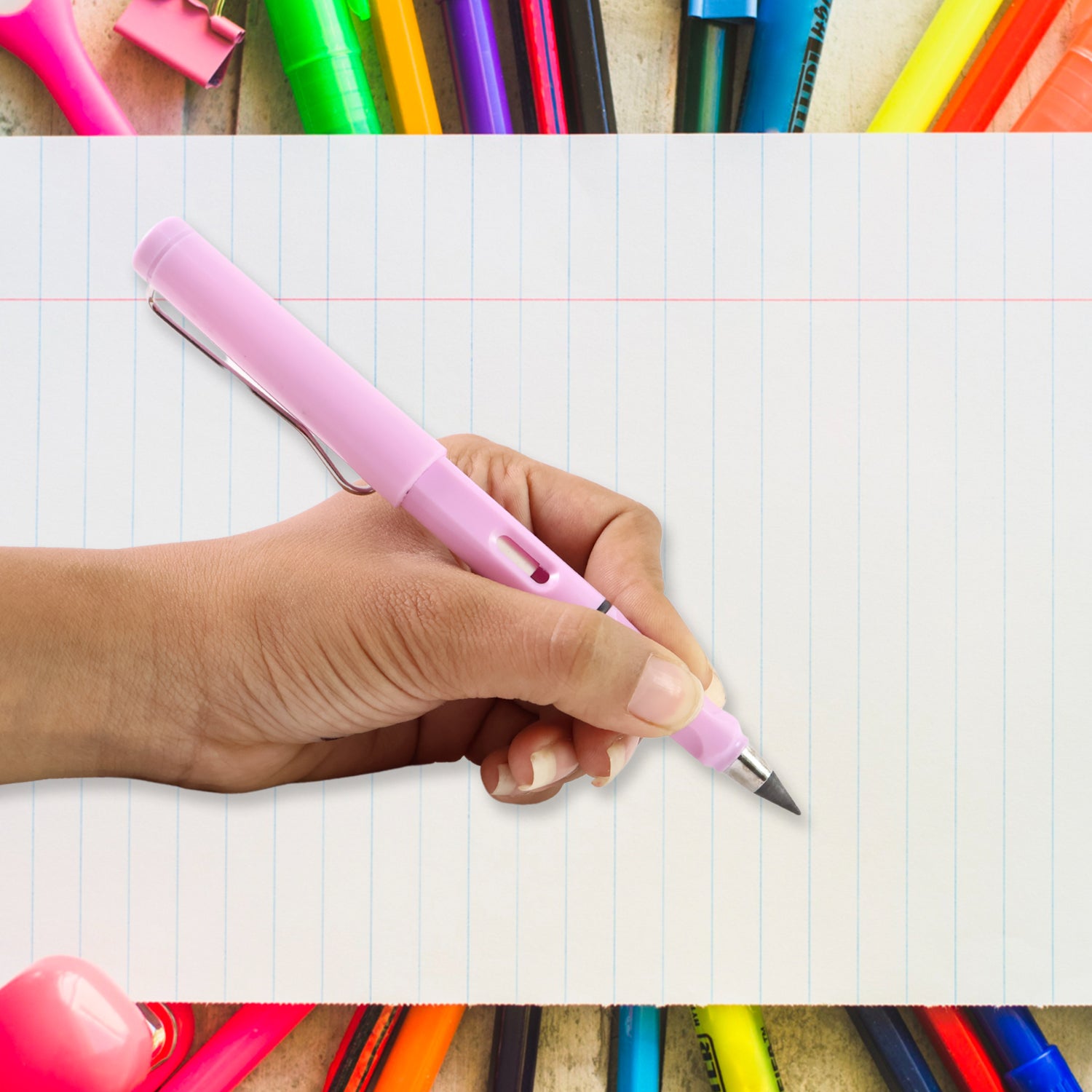 Pink 2-in-1 Everlasting Magic Pencil With Replaceable Eraser  Inkless Reusable Portable Pink 2-in-1 Everlasting Magic Pencil With Replaceable Eraser  Inkless Reusable Portable